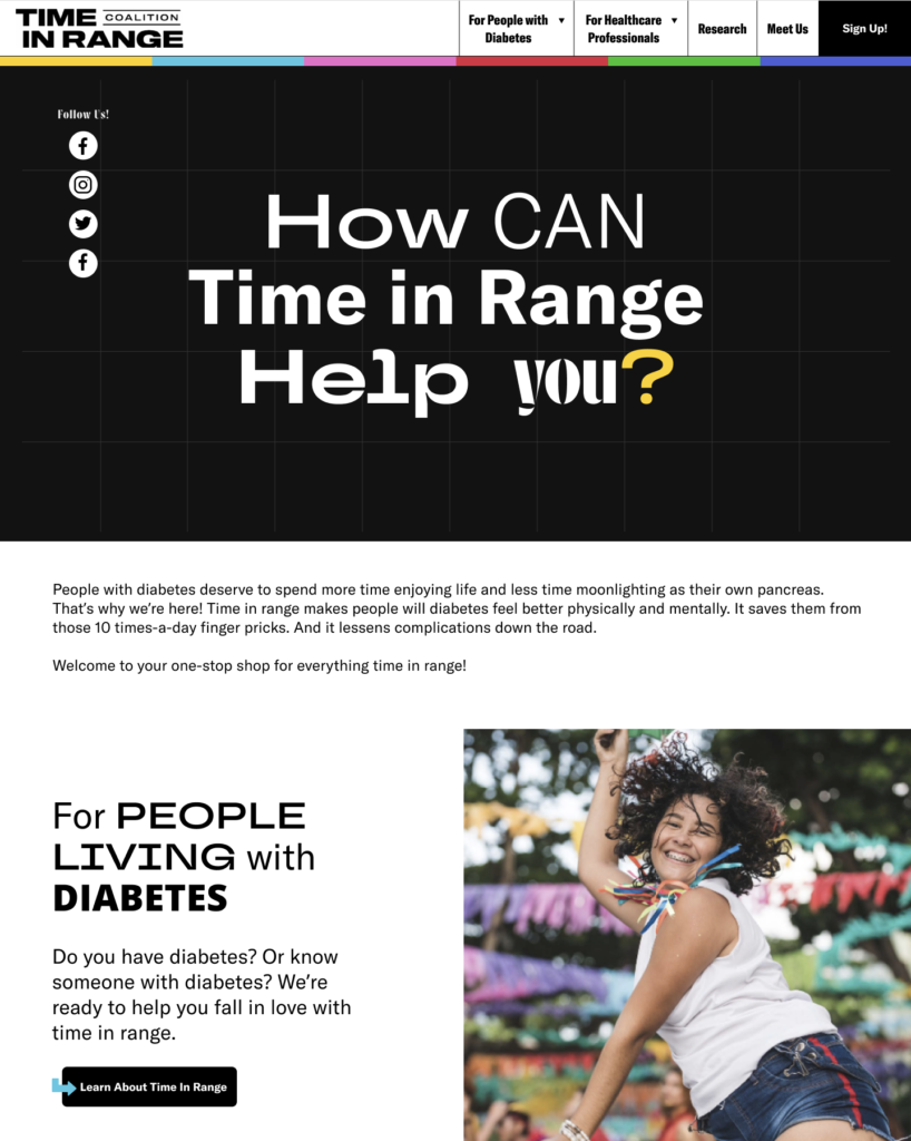 Time in Range website homepage
